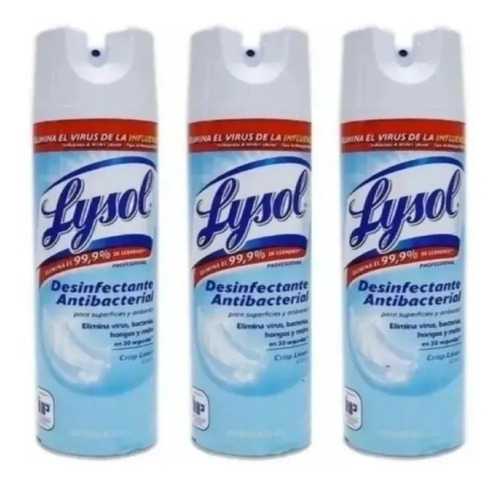 Lysol Desinfectante Spray Elimina 99.9% Germenes 3 Pack