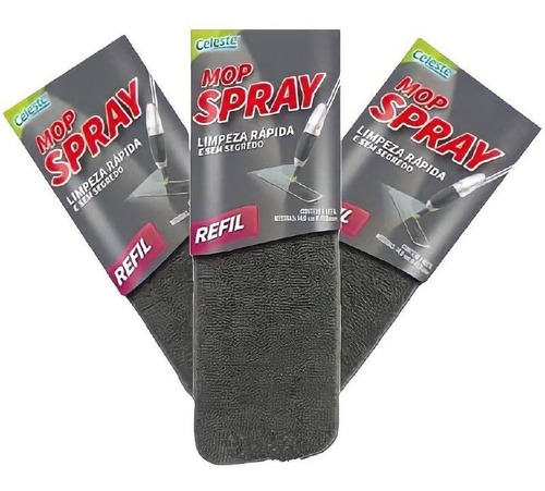 Kit Com 3 Refil Para Mop Spray Microfibra Esfregão - Celeste