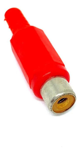 Plug Rca Fêmea Vermelho Plástico Para Cabo - Kit 20 Peças 