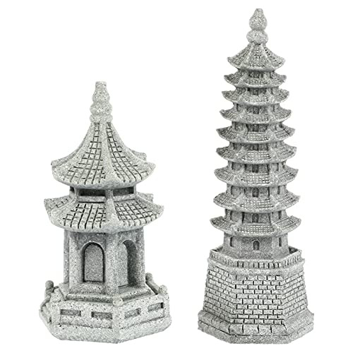 2 Mini Figuritas De Pagoda Hexagonal Jardín, Patio, Bo...