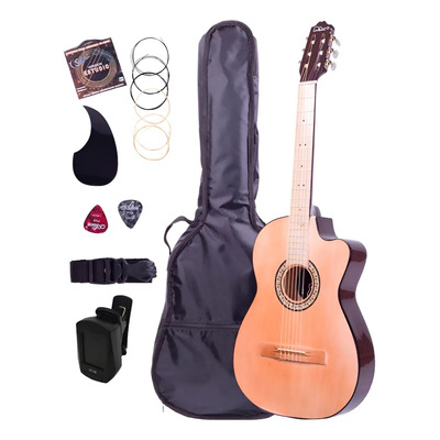Guitarra Acústica Curva De Paracho Con Accesorios Y Afinador Color Vino Orientación De La Mano Izquierda | Meses sin interés