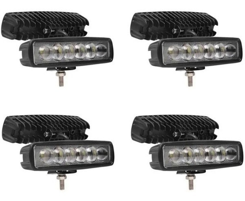 4u X Barra Faro 6 Led Auxiliar Rectangular Tipo Lupa 12v-24v