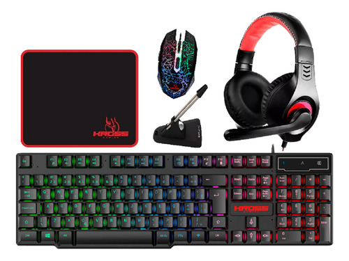Kit Gamer Kross Mouse, Teclado,headset,mouse Bungee,pad C/nf