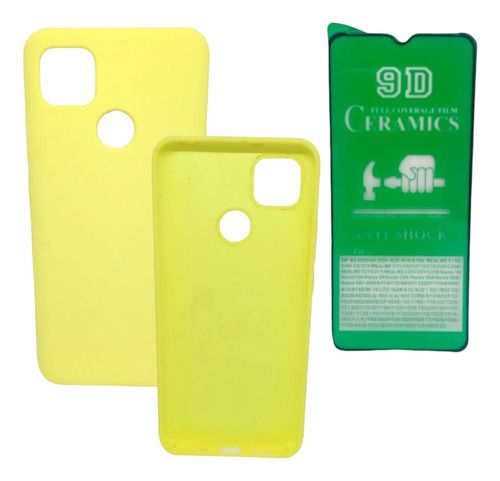 Silicone Case Para Xiaomi Redmi 9c- 10a Y Vidrio Ceramico