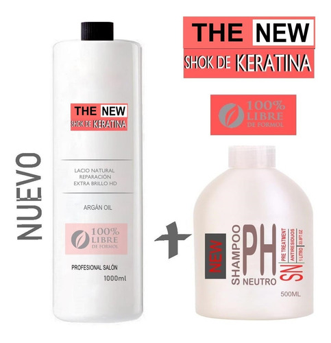 Shock De Keratina Sin Formol Bio 1 Litro + Shampoo Neutro