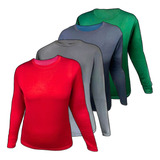 Camisas Térmica Feminina Kit 4 Blusas Proteção Uv Malha Fria