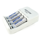 Cargador Beston + 4 Pilas Aaa Recargables 1100 Mah