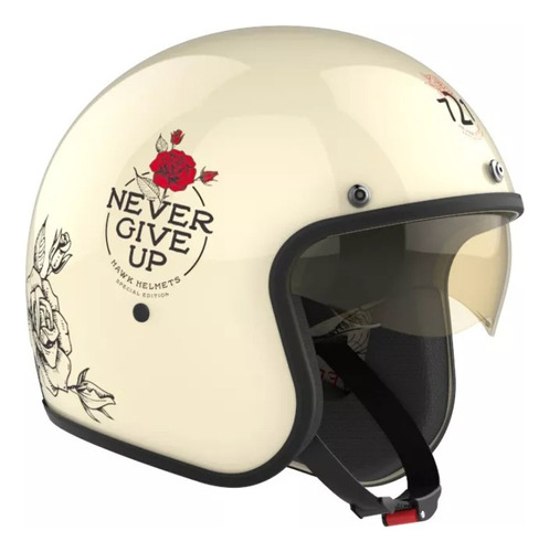 Casco Moto Abierto Mujer Hawk 721 Never give up // Global 