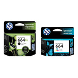 Combo Cartucho Hp 664xl Negro + 664 Estandar Color Original