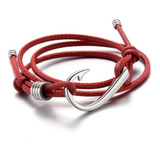 Pulsera De Cuero Ajustable Anzuelo Hombre Y Mujer