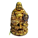 Estátua Imagem Buda Feliz Riqueza Prosperidade Sorte 35cm