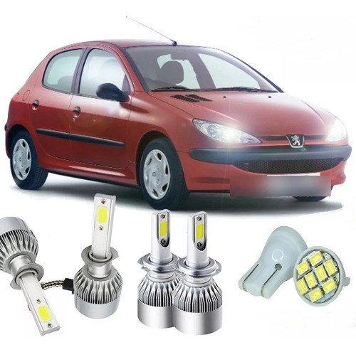 Kit Super Led Peugeot 206 2004 2005 2006 Farol Baixo E Alto