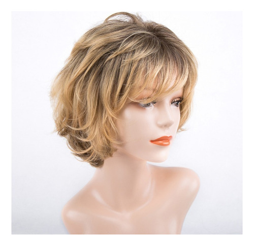 6 Inch Short Blonde Wavy Synthetic Wig
