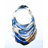 Collar Azul Y Oro, Diseño Argentino, Accesorio De Moda