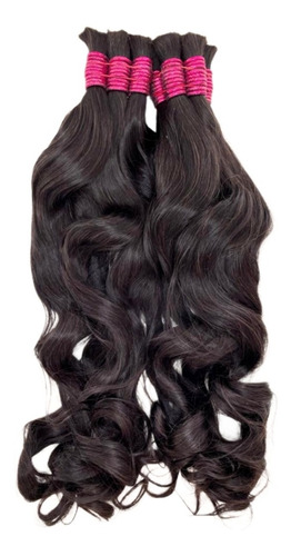 Cabelo Ondulado Humano Natural 60/65cm 200gr Semi Limpo