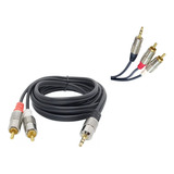 Cabo Audio P2 Estereo X 2 Rca Blindado Profissional 5 Metros