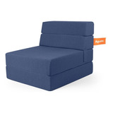 Sofa Cama Individual Agusto ® Sillon Puff Plegable Colchon Color Azul