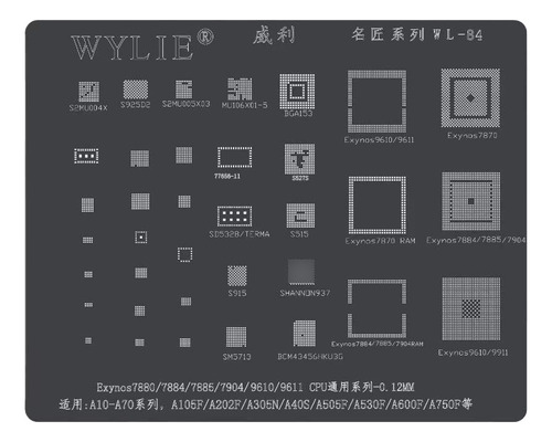 Stencil Black Bga Para Samsung A10 Ao A70 Wylie Wl-84