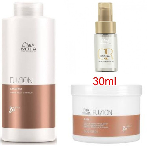 Wella  Fusion Shampo 1l Máscara 500ml + Oil Light 30ml