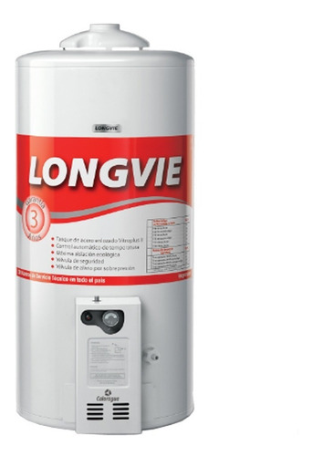 Termotanque Longvie A Gas 75 Lts De Pie T3075pf Conexion Sup