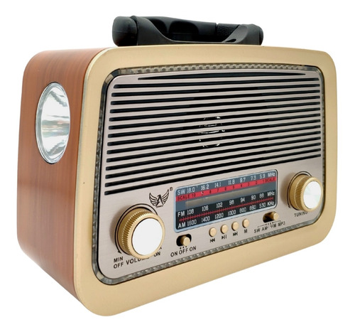Rádio Retro Vintage Am Fm Sw Usb - Pilha Bateria E Tomada