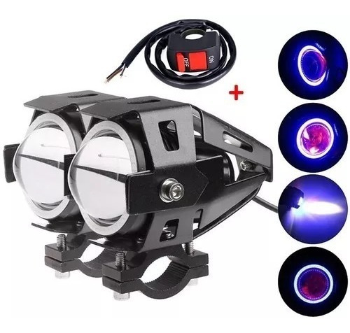 Par Faros Ojo Angel Led Foco Moto Exploradora Demonio Auxili