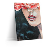Cuadro Lienzo Canvas 50x60cm Mujer Barbilla Flores Tipo Oleo