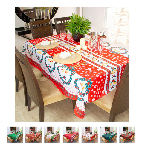 Toalha De Mesa Estampas Natal Quadrada Oxford 4 Cadeiras Top