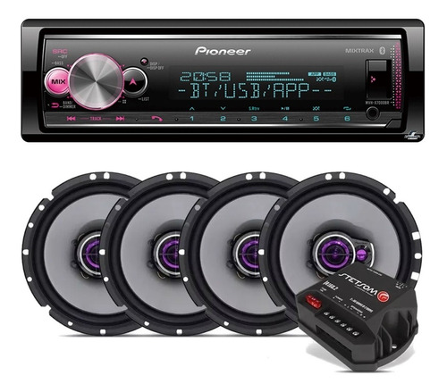 Receiver Mp3 Pioneer Mvh-x700br + 04 Falante 6 Pol + Módulo