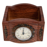 Reloj De Mesa Vintage Con Decoración Floral, Maceta