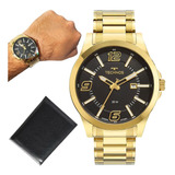 Relógio Masculino Technos Banhado Ouro 18k 2115tt/4p Barato 