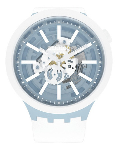 Reloj Swatch Whice Sb03n103 Original Color De La Correa Blanco Color Del Bisel Blanco Color Del Fondo Blanco