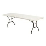 Mesa Plegable A La Mitad, Ligera 244x76 Cm Klimber Color Blanco