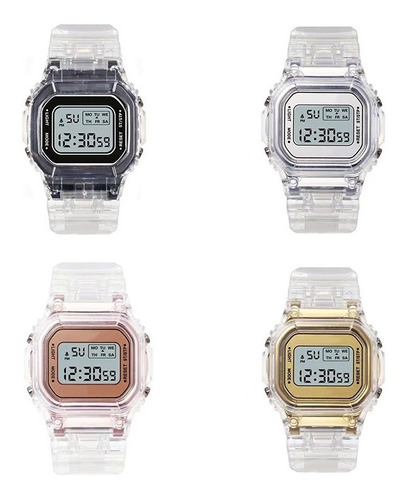 Reloj Transparente Estilo Retro Extensible Colores