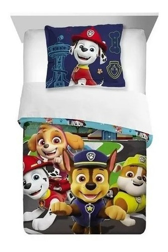 Colcha Paw Patrol Individual Y Reversible Con Funda Almohada