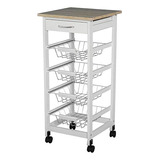 Homcom Carro De Almacenamiento De Cocina Con Ruedas De Mader