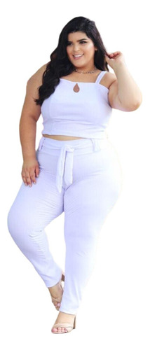 Conjunto De Calça E Cropped Plus Size Copa 