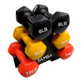 Set 3 Par Pesas Mancuernas Vinil De 8,9,10 Lb Con Rack Tayga