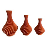 Trio De Vasos Jarros Decorativos Espiral - Impressão 3d