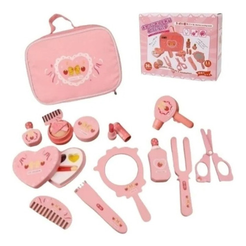 Set De Maquillaje De Madera Para Niñas+maleta 11 Piezas