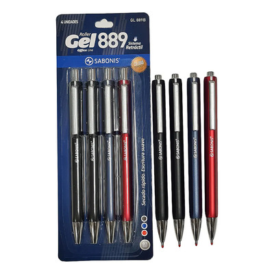 Bolígrafo Roller Gel Sabonis GL889B Blíster 4 Colores Negro\u002FAzul\u002FRojo 0.7mm | Meses sin interés
