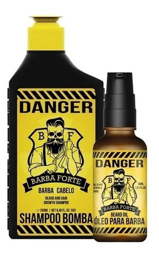 Combo Danger Shampoo + Óleo Aceite Barba Cabello Barba Forte