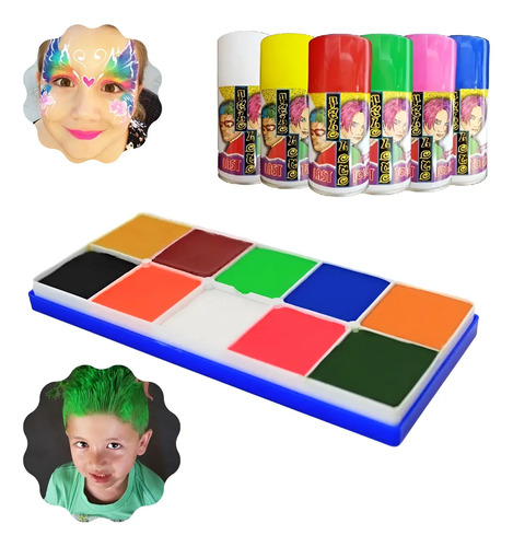 Pintacaritas Maquillaje + Pintura Cabello Temporal Colores