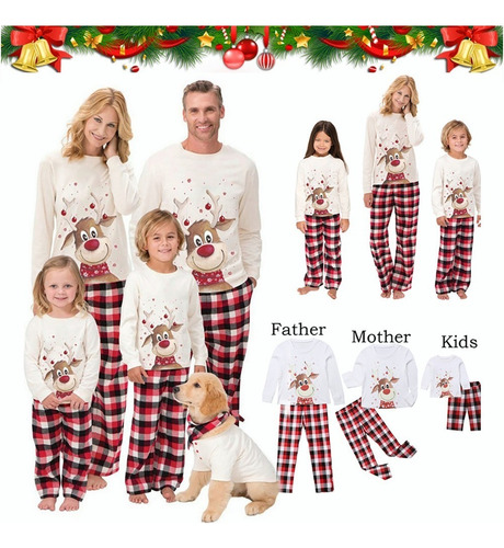 Conjunto De Pijama De Navidad A Juego De Ciervo Adulto Niño