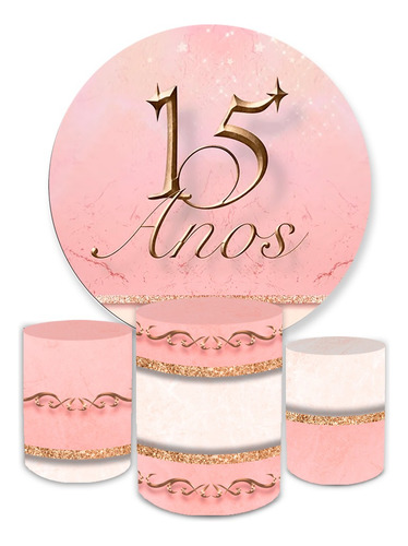 Kit Painel Redondo 1,5 + Trio Capas Cilindros Varios Temas