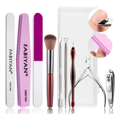 10 En 1 Kit Manicura Pedicura Kit Para Uñas Profesional Con Lima Para Uñas Tijeras Para Cutículas Tira Pulidora Con Caja No Daña Las Uñas Corta Cuticula