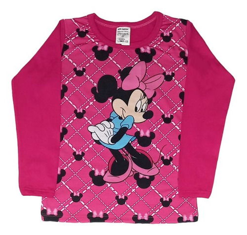 Blusinha Manga Longa Infantil Minnie Mouse Rosa - 6