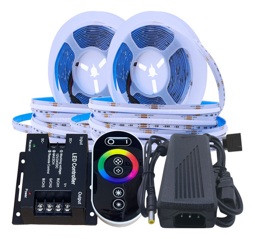 10mts Fita Led Rgb 810leds Cob Ip20 + Controle Touch + Fonte