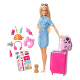 Muñeca Barbie Blonde Travel Set