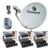 Kit Antena Parabólica Ku Century 60cm Com 3 Midiabox B5 5g